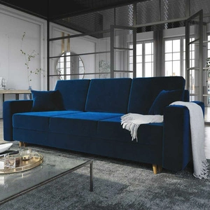 Das marineblaue Sofa Kent mit Schlaffunktion im traditionellen und skandinavischen Stil passt perfekt in jede Einrichtung und verleiht dem Raum Finesse und Charakter