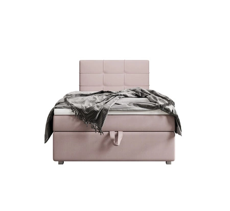 Boxspringbett Fresno 90x200 puderrosa im modernen skandinavischen Stil mit gepolstertem Kopfteil Bett mit Staukasten