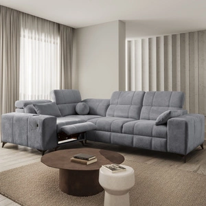 Ecksofa mit Schlaffunktion Penejos II Lux grau links komfortables Ecksofa für das Wohnzimmer mit bequemer ausziehbarer Fußstütze