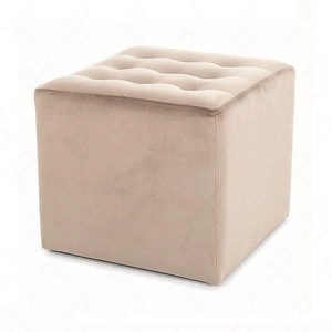 Lori Pouffe 39 cm beige idealer Hocker schmutz- und kratzfest Sitzpouffe mit bequemer Sitzfläche zart gesteppt