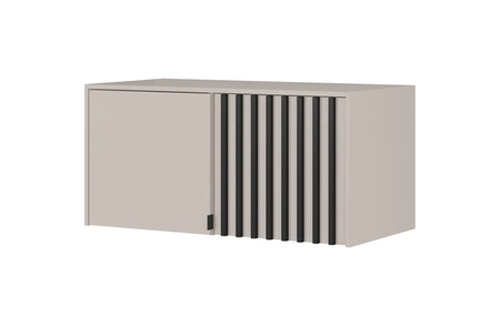 Aufsatz für Schrank Aspen 105 cm Beige / Schwarze Lamellen funktionale Schrankerweiterung für Kleidung Schuhe und Accessoires