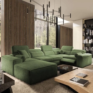 Ecksofa mit Schlaffunktion Viano IV Lux grün links Design-Ecksofa mit ausziehbarem Fußteil großes Bettzeugfach