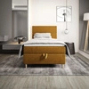Boxspringbett Bing 90x200 Senfgelb im modernen skandinavischen Stil mit gepolstertem Kopfteil Bett mit Staukasten