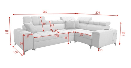 Ecksofa mit Schlaffunktion Bolmso II grau rechtsseitiges Ecksofa mit Bettzeugauszug mit Vollauszug in der Seite des Möbels