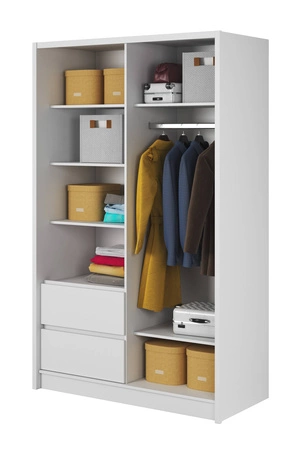Schiebeschrank Cento 134 cm weiß modernes Design Kleiderschrank ideal für Garderobe Schlafzimmer oder Diele
