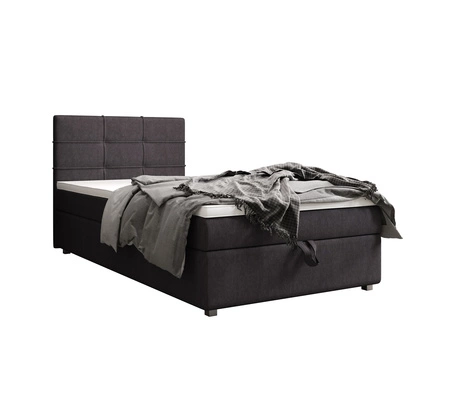 Boxspringbett Fresno 90x200 graphit im modernen skandinavischen Stil mit gepolstertem Kopfteil Bett mit Staukasten