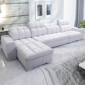 Ecksofa mit Schlaffunktion Luigi XII grau aschgrau linke Ein stilvolles Ecksofa für das Wohnzimmer in einer minimalistischen und eleganten Ausführung
