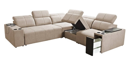 Ecksofa mit Schlaffunktion Tesalia III Lux braun rechtsseitiges Komfort-Ecksofa mit ausziehbarem Fußteil Schiebefunktion der Rückenlehne