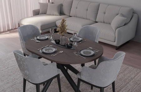 Lyon Tisch 100x138 cm wisconsin walnuss / schwarz stilvoller Esstisch auf Designer Spider Beinen höhenverstellbar