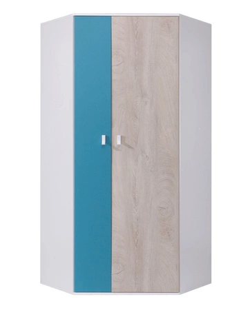 Eckgarderobe Niko weiß / Eiche / marine ideal für das Jugendzimmer funktionell und geräumig Originalfarben