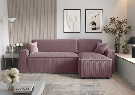 Ecksofa mit Schlaffunktion Brandon Bis heather right dreidimensionaler Stoff mit ausdrucksstarken Streifen Bettzeugcontainer