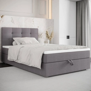 Boxspringbett Flint 120x200 grau im modernen skandinavischen Stil mit gepolstertem Kopfteil Bett mit Staukasten