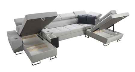 Ecksofa mit Schlaffunktion Dafni V Indisch rosa links Samt bequem und komfortabel Ecksofa mit verstellbaren Kopfstützen