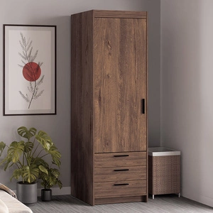 Rene 60 cm Kleiderschrank Eiche lefkas modernes Design und ABS Einfassung ideal Kleiderschrank für Schlafzimmer geräumige Schubladen