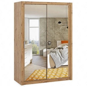 Verspiegelter Schiebeschrank Rico 150 cm Eiche handwerkliches Funktionsmöbel im klassischen Stil idealer Kleiderschrank für Schlafzimmer oder Ankleidezimmer