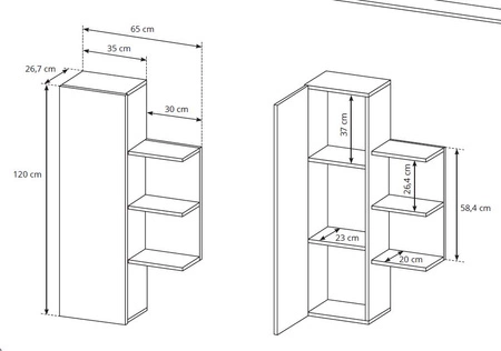 Möbelset Elma weiß / Eiche Enkel modernes Design Kante mit speziellen Furnier beendet