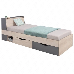 Bett mit Schubladen Dzeta 90x200 cm Eiche / anthrazit modernes Design Bettumrandung mit speziellen ABS-Furnier Lagerung im Kopfteil beendet