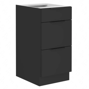 Stehender Küchenschrank mit Schubladen Schwarz 40 D 3S BB Metallkante Griffe Feuchtigkeit und Beschädigung beständig Schrank