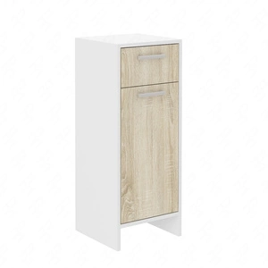 Badezimmerschrank Mela 34 cm weiß / Eiche sonoma eleganter Badezimmerschrank mit Schublade resistent gegen Dampf und Auslaufen