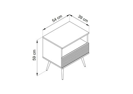 Nachttisch mit Schublade Luxury schwarzer eleganter Designschrank mit Goldverzierung Schrank mit geriffelter Front schwarze hohe Beine