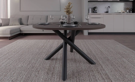 Lyon Tisch 100x138 cm wisconsin walnuss / schwarz stilvoller Esstisch auf Designer Spider Beinen höhenverstellbar