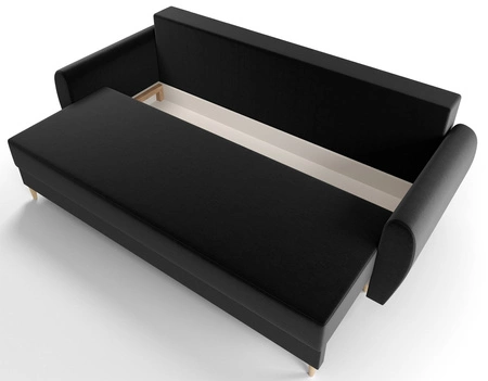 Sofa mit Schlaffunktion Rovigo schwarz leichte Form mit elegantem Charakter perfekte Ergänzung zu jeder Einrichtung weicher Stoff