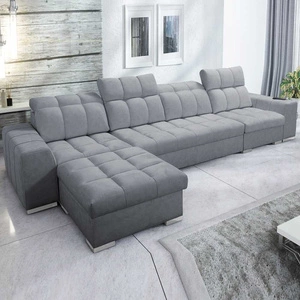 Ecksofa mit Schlaffunktion Luigi XII graues linke stilvolles für das Wohnzimmer in einer minimalistischen und eleganten Ausführung