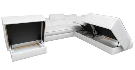 Ecksofa mit Schlaffunktion Viano X creme linke Seite Designer-Ecksofa für Wohnzimmer in modernem Stil verstellbare Kopfstützen