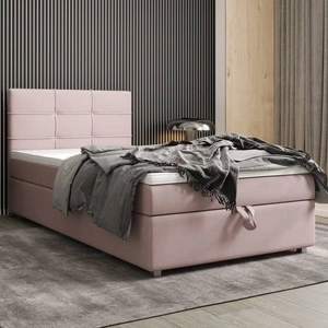 Boxspringbett Fresno 100x200 puderrosa im modernen skandinavischen Stil mit gepolstertem Kopfteil Bett mit Staukasten