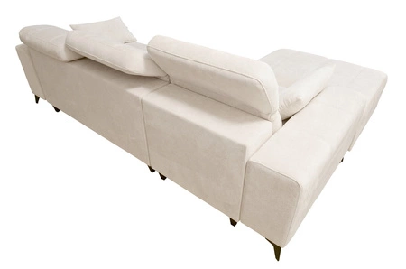 Ecksofa mit Schlaffunktion Penejos blau links elegantes Ecksofa mit Bettzeugablage bequem verstellbare Kopfstützen