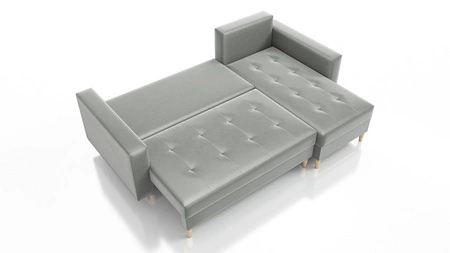 Ecksofa mit Schlaffunktion Vaso blau universal bequemes Ecksofa für Wohnzimmer im skandinavischen Stil großes Bettzeugfach