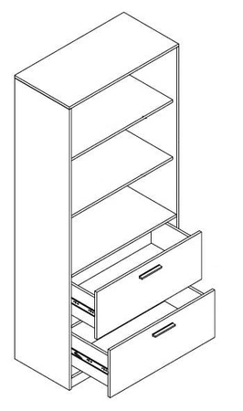 Bücherregal mit Schubladen Rest 83 cm Eiche Handwerk weiß / Esche modernes und funktionelles Möbelstück für ein Jugendzimmer