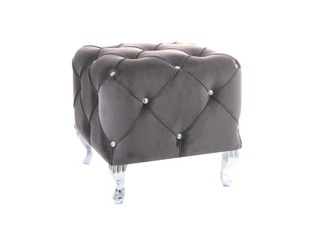 Hesta pouffe 50 cm grau ideal Fußstütze Stich und kratzfest Sitz pouffe gesteppte Elemente mit Kristallen