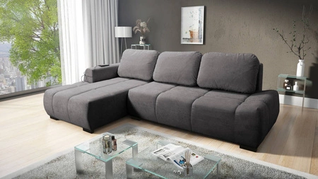 Ecksofa mit Schlaffunktion Gentle grey linke Seite stilvolles Design Ecksofa-Bett zeichnet sich durch seine abgerundete Form aus