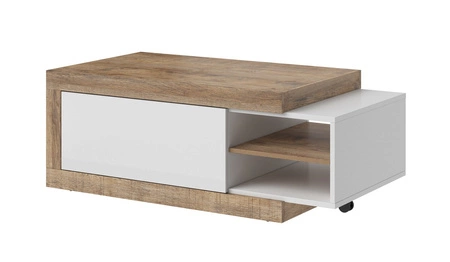 Couchtisch Sintra 120 cm / 153 cm Eiche samdal / weiß glänzend Originaldesign Breite verstellbarer Tisch