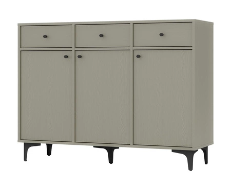 Schubladenkommode Kioto I 125 cm Eukalyptus minimalistische Form ideale Kommode für Wohnzimmer oder Schlafzimmer schwarz Zubehör