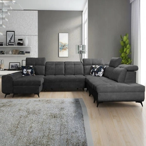 Ecksofa mit Schlaffunktion Buffalo X graphit links funktionelles und bequemes Ecksofa für einen Raum mit Bettzeugcontainern