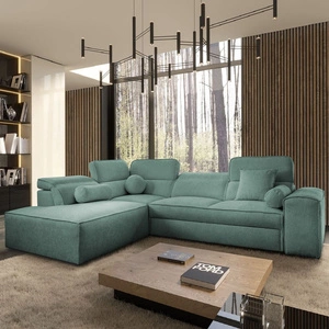 Ecksofa mit Schlaffunktion Viano VII patina links trendiges und stilvolles Ecksofa mit verstellbaren Kopfstützen Zierkissen