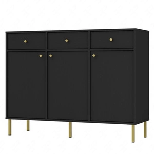 Kommode Kioto II 125 cm schwarz graphit minimalistische Form ideale Kommode für Wohnzimmer oder Schlafzimmer Goldgriffe