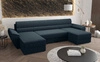 Ecksofa mit Schlaffunktion Fogu U II blau bequemes Ecksofa mit bequemen Armlehnen interessanter Designcontainer für Bettzeug