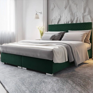 Boxspringbett Fargo 180x200 flaschengrün im modernen skandinavischen Stil mit markantem Kopfteil