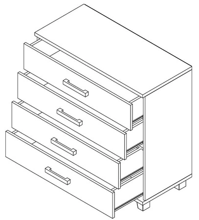 Schubladenkommode Maximus 90 cm kastanie wenge modernistisches design kommode schubladen auf rollenführung