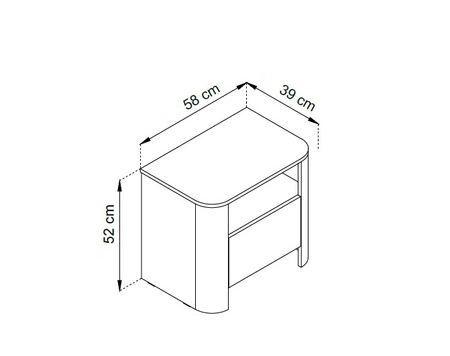 Nachttisch Bari beige modernes Design Schlafzimmerschrank mit ovaler Form grifflose Schublade push to open system