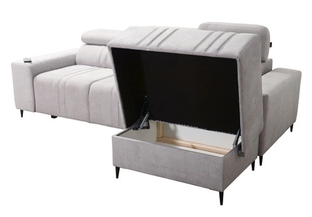 Ecksofa mit Schlaffunktion Castel graphit rechte Ecke komfortables und stilvolles Schlafsofa mit Bettzeugcontainer