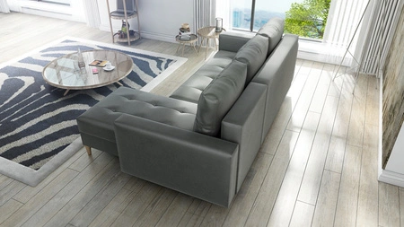 Ecksofa mit Schlaffunktion Vaso hellgrau universal bequemes Ecksofa für Wohnzimmer im skandinavischen Stil großes Bettzeugfach