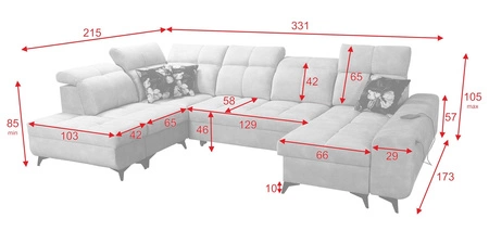Ecksofa mit Schlaffunktion Buffalo VI graphit rechte Seite funktionelles und stilvolles Ecksofa mit Bettzeugcontainern