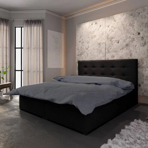 Boxspringbett Fresno 140x200 schwarz Bett im modernen skandinavischen Stil mit Kopfteil