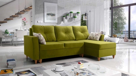 Ecksofa mit Schlaffunktion Topeka grün oliv rechtshändig stilvolles und modernes Design, das sich in jede Einrichtung einfügt