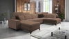 Ecksofa mit Schlaffunktion Kelly Sleek VI hellbraun linke Seite modernes Design Ecksofa für Wohnzimmer mit verstellbaren Kopfstützen