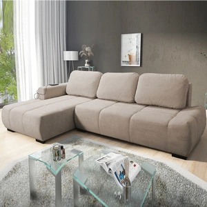 Ecksofa mit Schlaffunktion Gentle beige linke Seite stilvolles Design Ecksofa-Bett zeichnet sich durch seine abgerundete Form aus